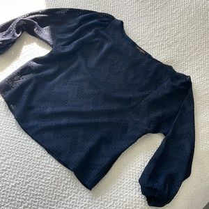Banana Republic Navy Long Sleeve Blouse (Size M)